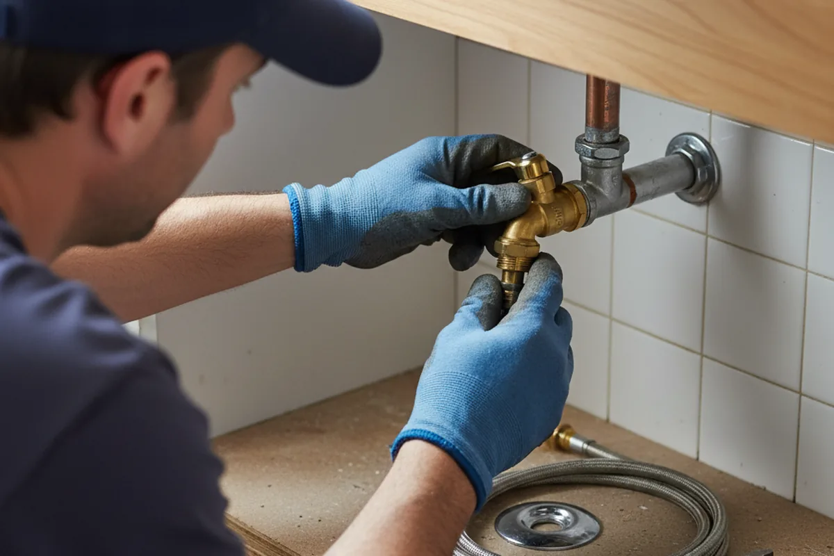 Shutoff valve and fitting work during Emergency Plumbing in Rockwell